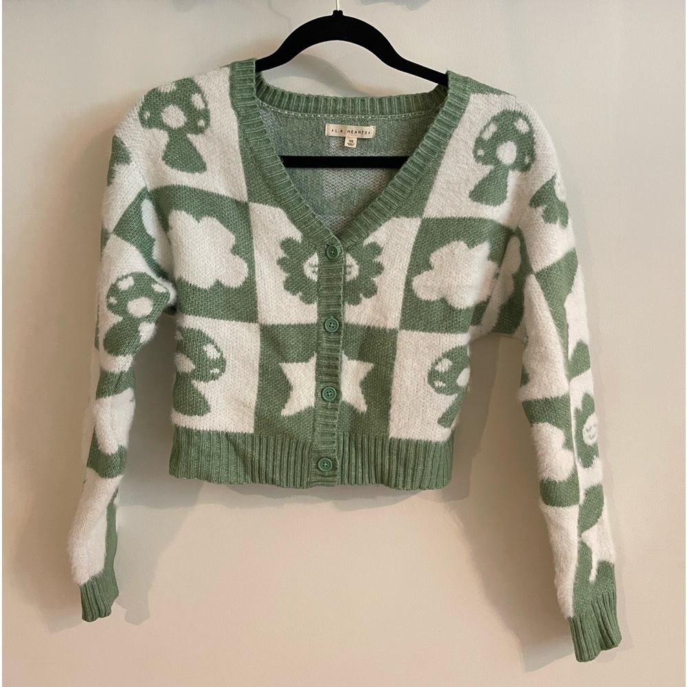 green and white sweater from pacsun!